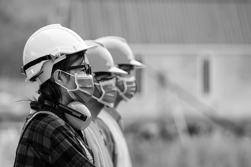 Worker wearing protective mask to Protect Against Covid-19 in the factory