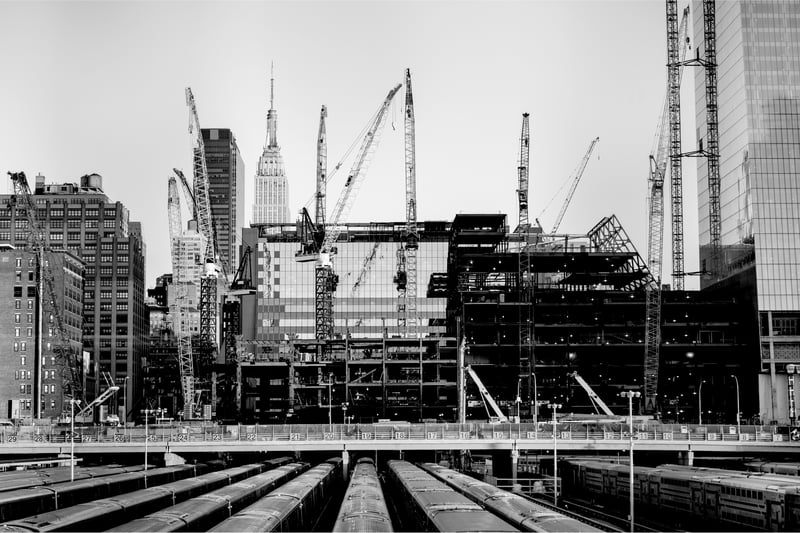 buildings under construction and cranes in New York City