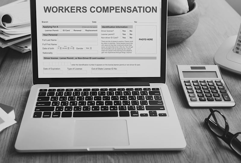 laptop screen displaying workers compensation form