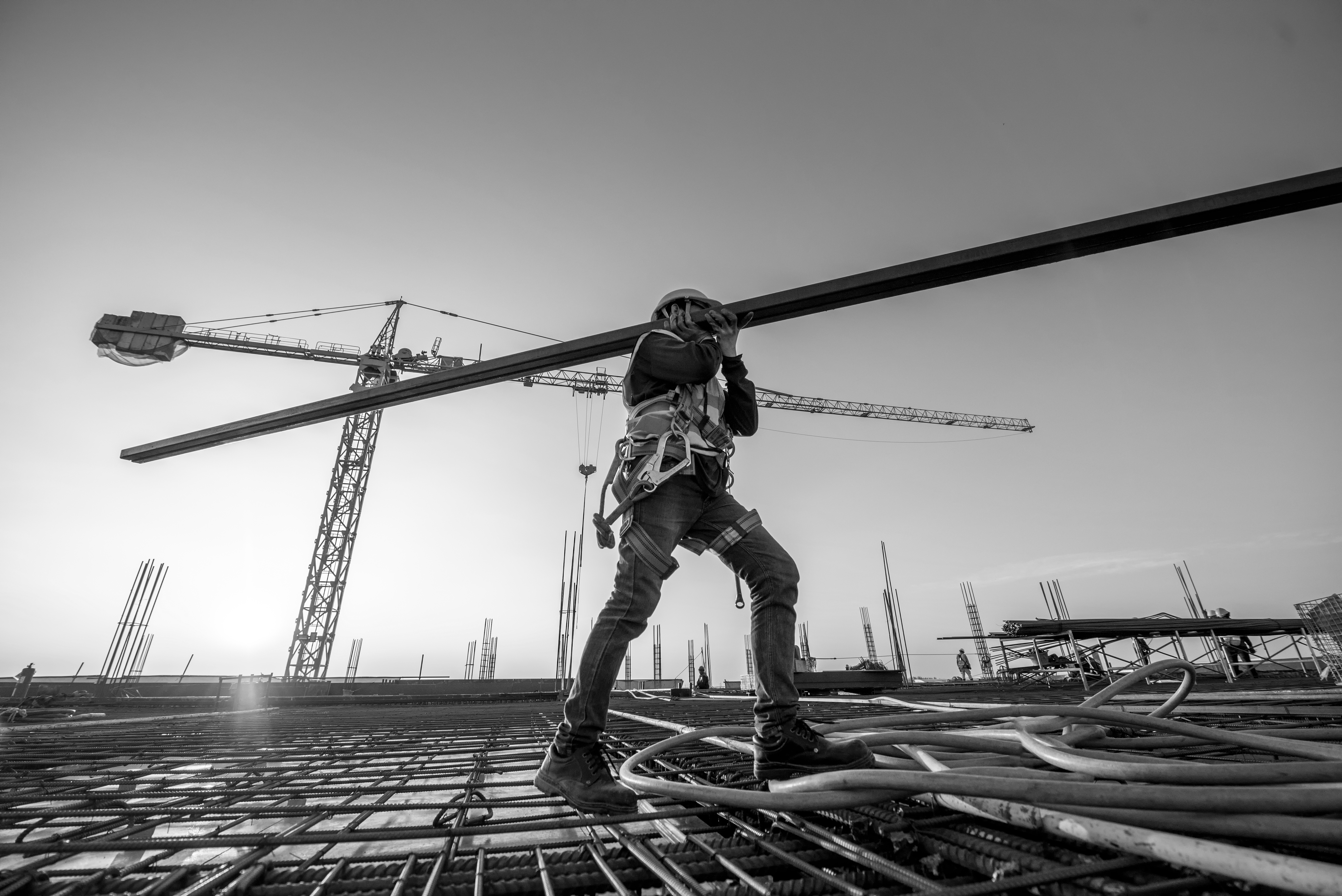 A construction worker on a construction site.