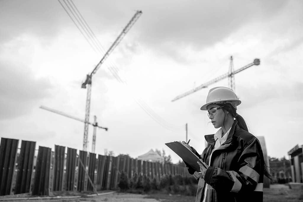 Engineer working at site of a large building project